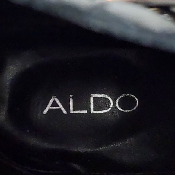 Aldo Black Leather Ankle Boots with Buckle Detail Moto Military Harness Boots - Picture 8 of 14